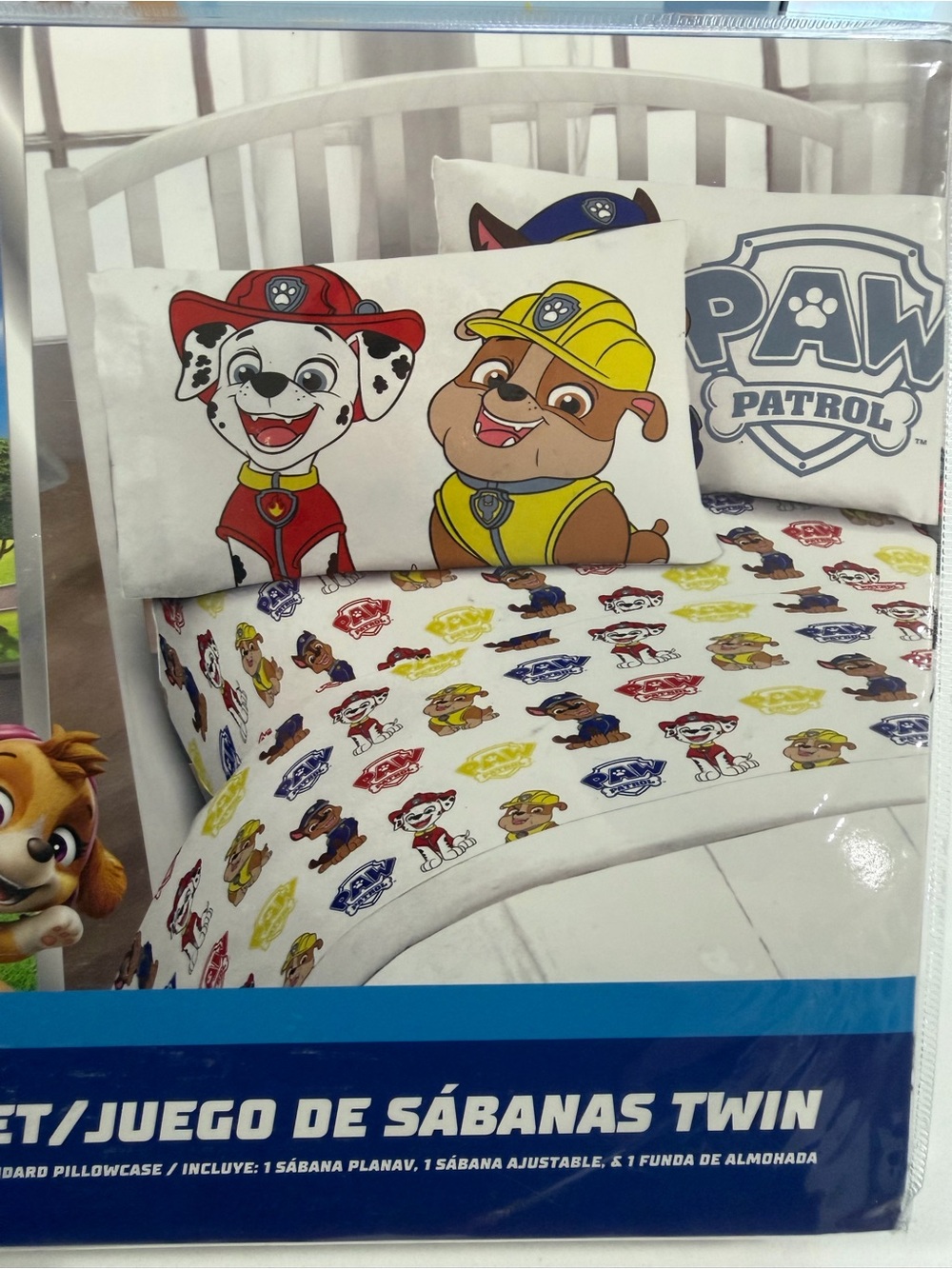 Nickelodeon Twin Bed Sheet Set - White with Red, Yellow, Blue Character Accents